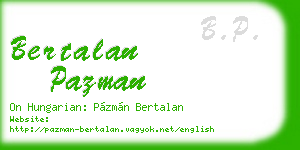 bertalan pazman business card