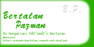 bertalan pazman business card